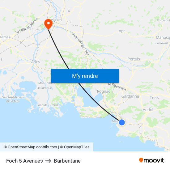 Foch 5 Avenues to Barbentane map