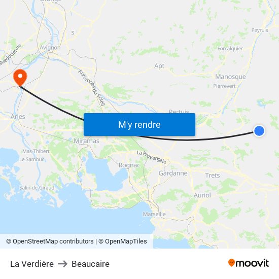 La Verdière to Beaucaire map