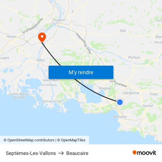 Septèmes-Les-Vallons to Beaucaire map