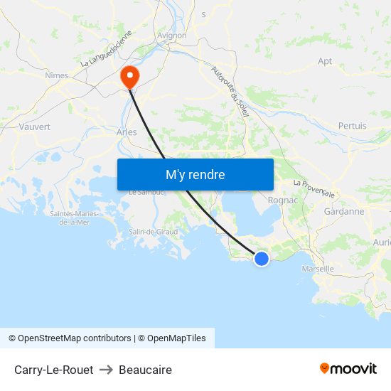 Carry-Le-Rouet to Beaucaire map