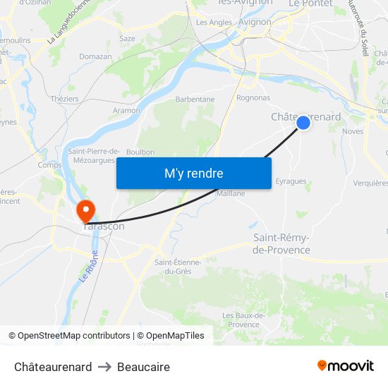 Châteaurenard to Beaucaire map