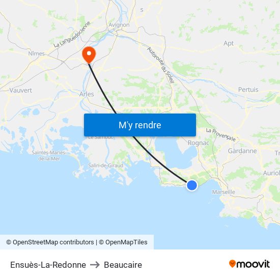Ensuès-La-Redonne to Beaucaire map