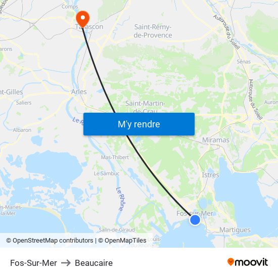 Fos-Sur-Mer to Beaucaire map