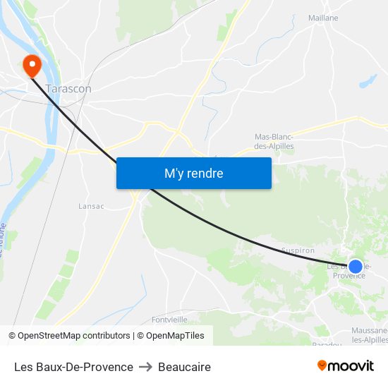 Les Baux-De-Provence to Beaucaire map