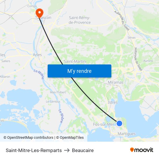 Saint-Mitre-Les-Remparts to Beaucaire map