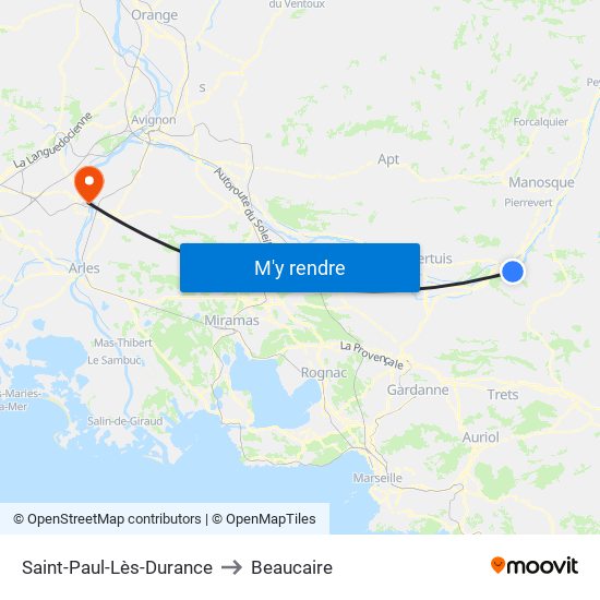 Saint-Paul-Lès-Durance to Beaucaire map