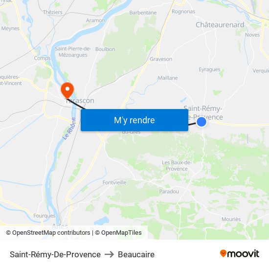 Saint-Rémy-De-Provence to Beaucaire map
