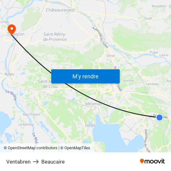 Ventabren to Beaucaire map