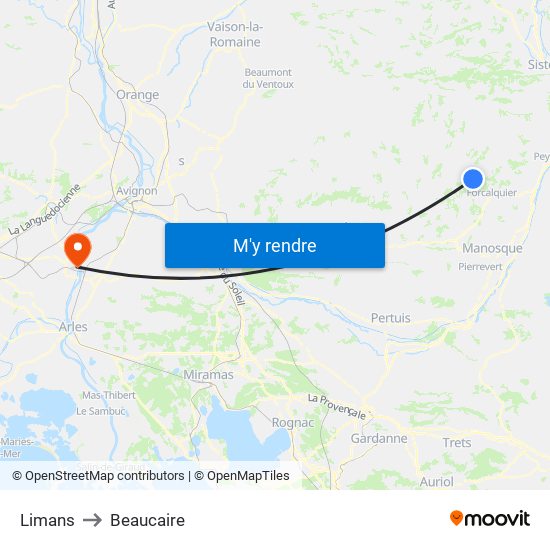 Limans to Beaucaire map
