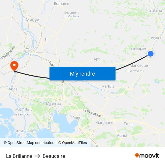 La Brillanne to Beaucaire map