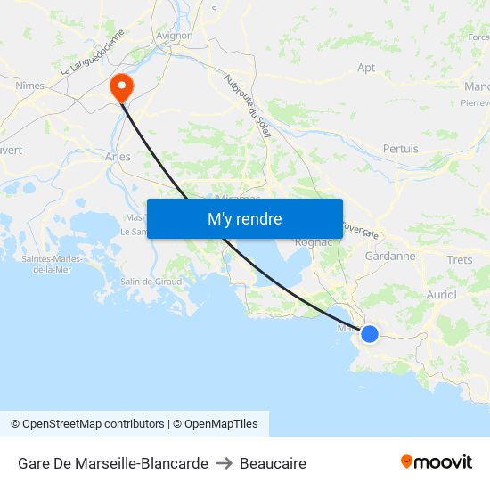 Gare De Marseille-Blancarde to Beaucaire map