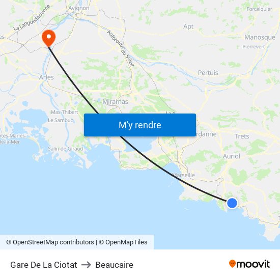 Gare De La Ciotat to Beaucaire map