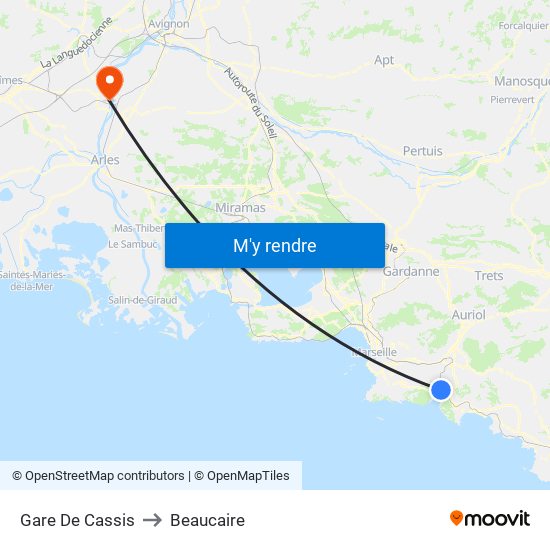 Gare De Cassis to Beaucaire map