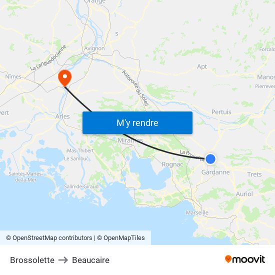 Brossolette to Beaucaire map