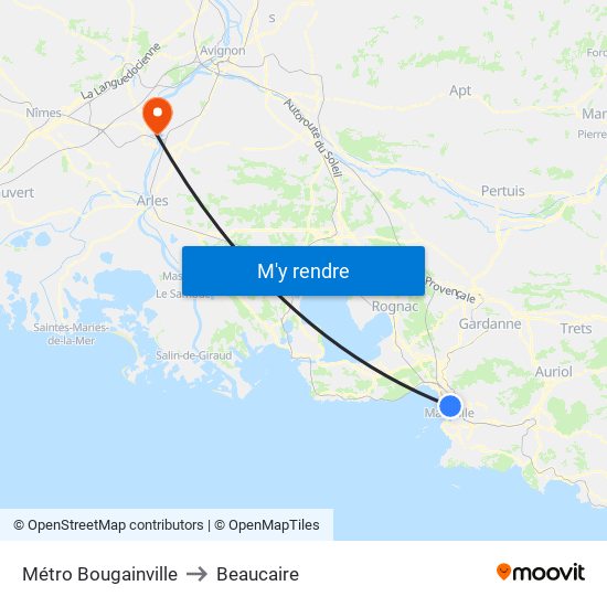 Métro Bougainville to Beaucaire map