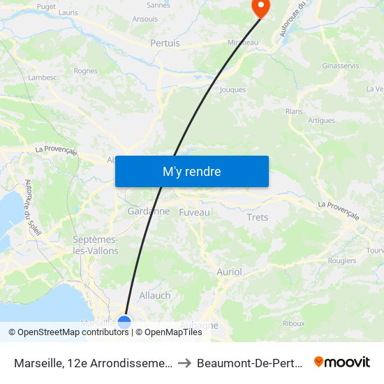 Marseille, 12e Arrondissement to Beaumont-De-Pertuis map