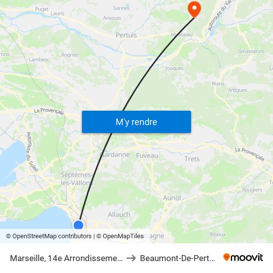 Marseille, 14e Arrondissement to Beaumont-De-Pertuis map