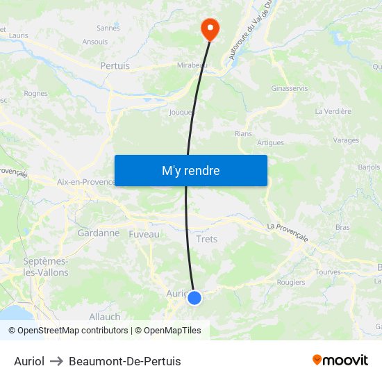 Auriol to Beaumont-De-Pertuis map