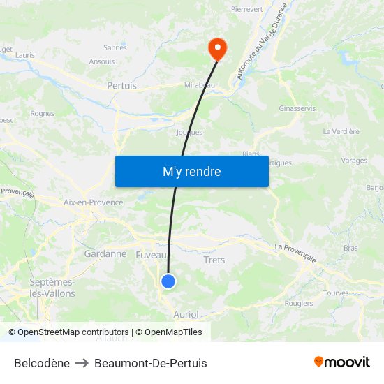 Belcodène to Beaumont-De-Pertuis map