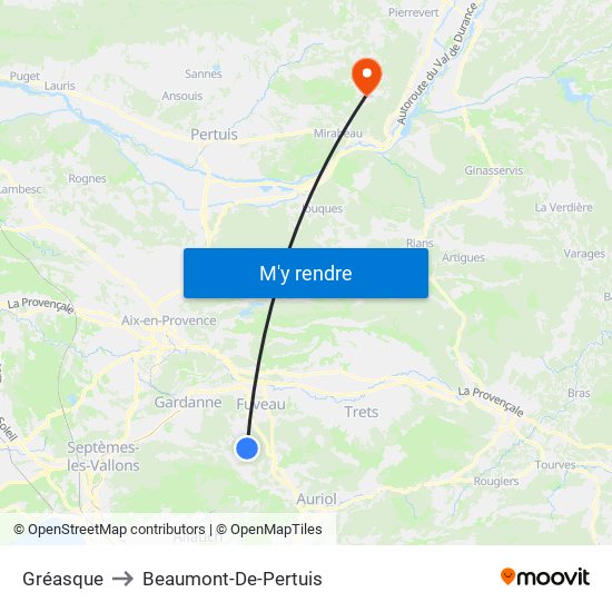 Gréasque to Beaumont-De-Pertuis map