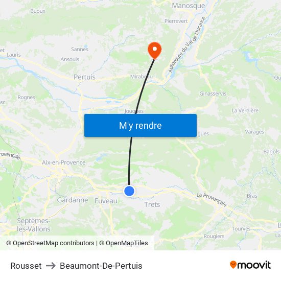 Rousset to Beaumont-De-Pertuis map
