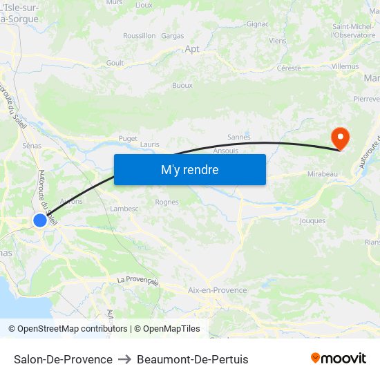 Salon-De-Provence to Beaumont-De-Pertuis map