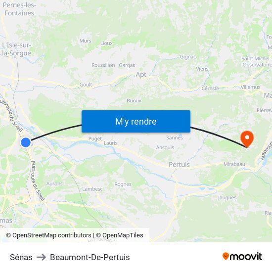 Sénas to Beaumont-De-Pertuis map