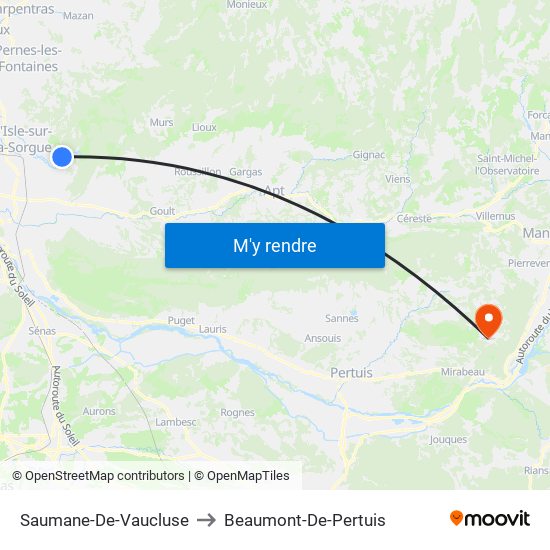 Saumane-De-Vaucluse to Beaumont-De-Pertuis map