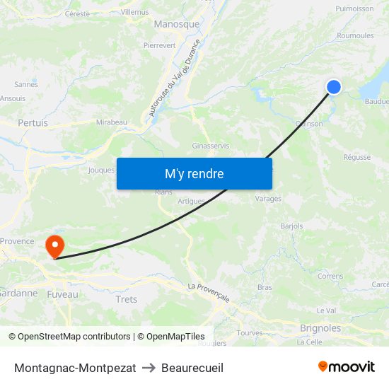Montagnac-Montpezat to Beaurecueil map