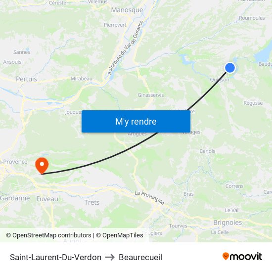 Saint-Laurent-Du-Verdon to Beaurecueil map