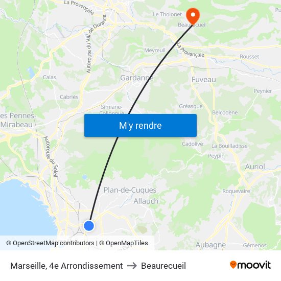 Marseille, 4e Arrondissement to Beaurecueil map