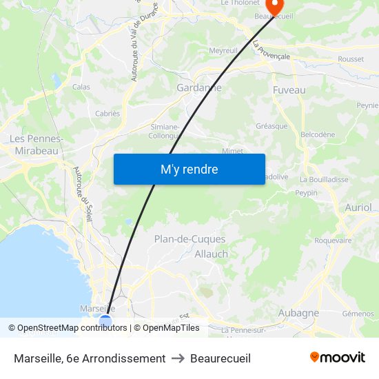 Marseille, 6e Arrondissement to Beaurecueil map