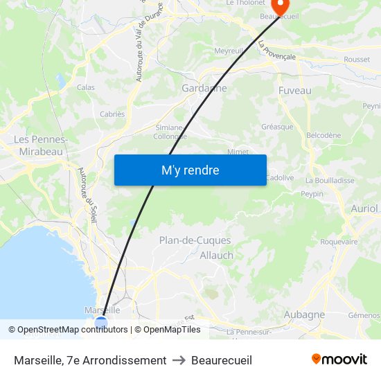 Marseille, 7e Arrondissement to Beaurecueil map