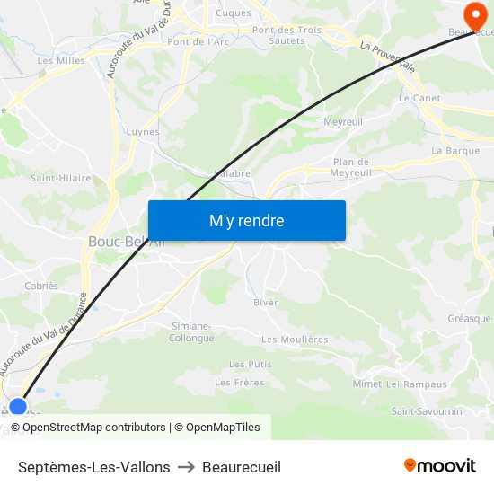 Septèmes-Les-Vallons to Beaurecueil map