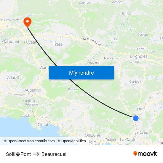 Solli�Pont to Beaurecueil map