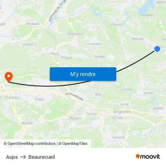 Aups to Beaurecueil map