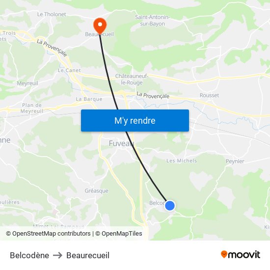 Belcodène to Beaurecueil map