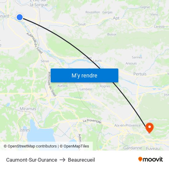 Caumont-Sur-Durance to Beaurecueil map