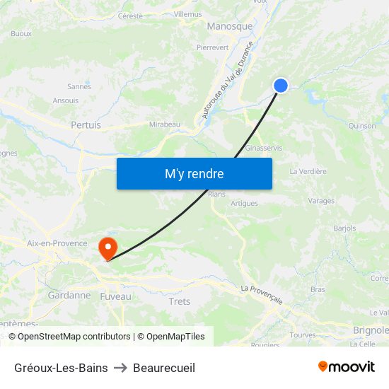 Gréoux-Les-Bains to Beaurecueil map