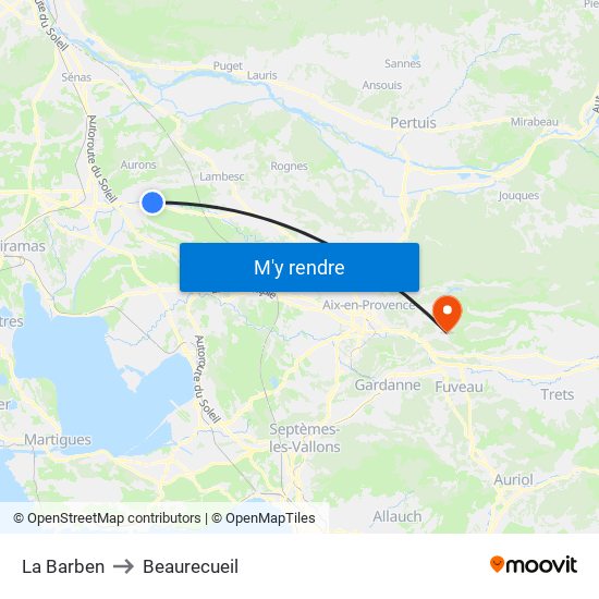 La Barben to Beaurecueil map