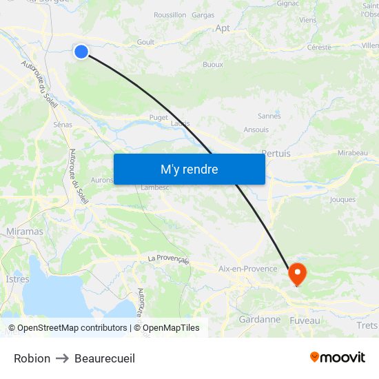 Robion to Beaurecueil map