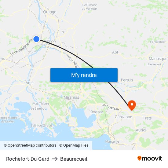 Rochefort-Du-Gard to Beaurecueil map