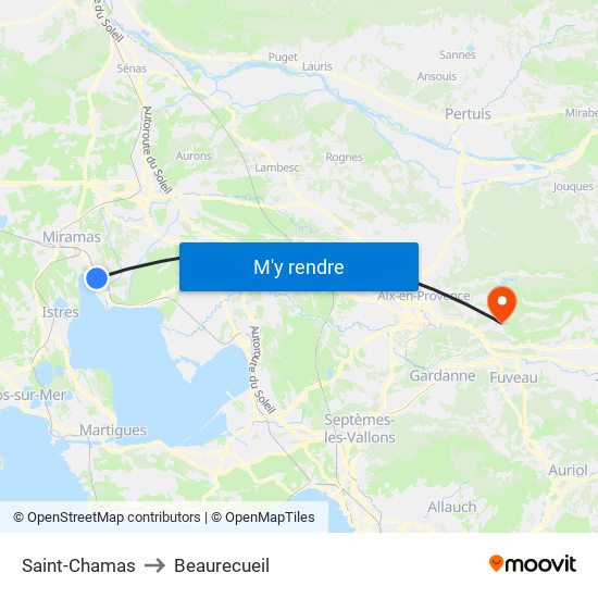 Saint-Chamas to Beaurecueil map