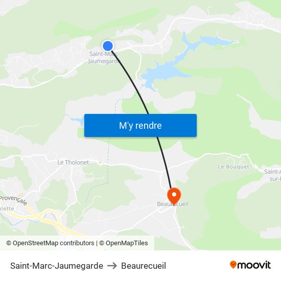 Saint-Marc-Jaumegarde to Beaurecueil map