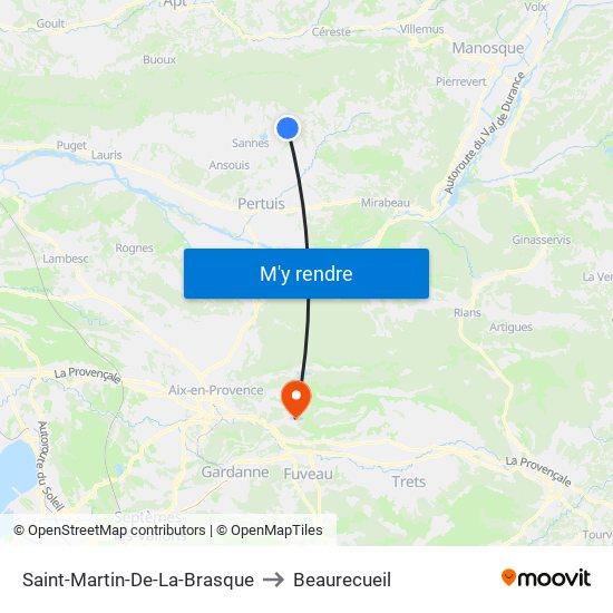 Saint-Martin-De-La-Brasque to Beaurecueil map