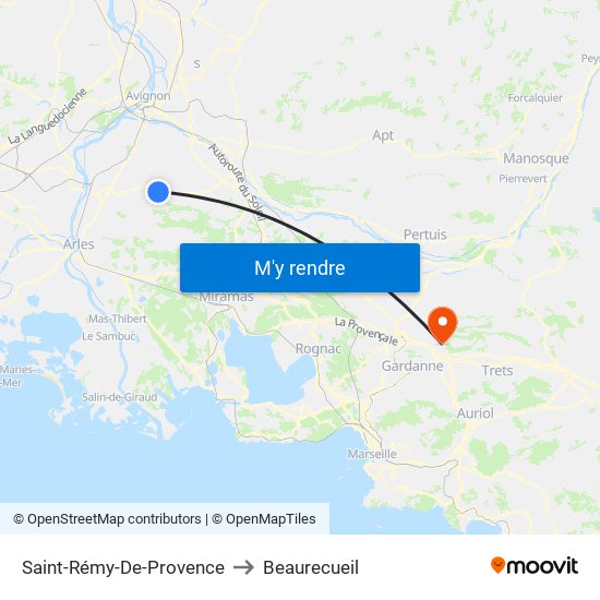 Saint-Rémy-De-Provence to Beaurecueil map