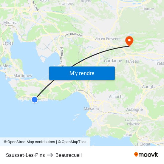 Sausset-Les-Pins to Beaurecueil map