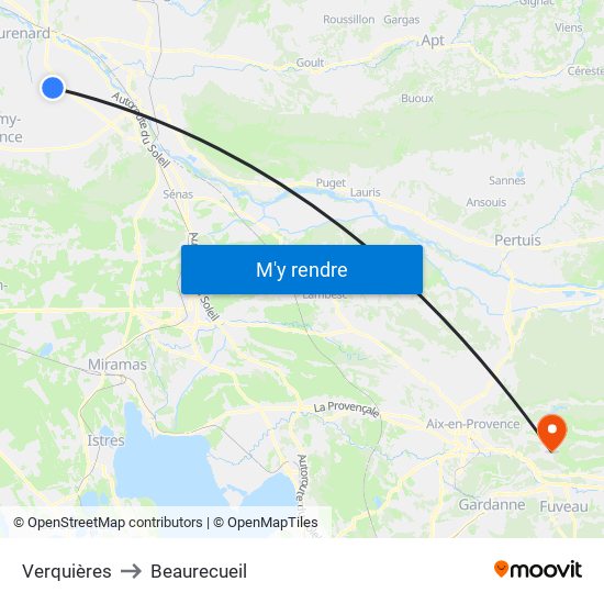 Verquières to Beaurecueil map