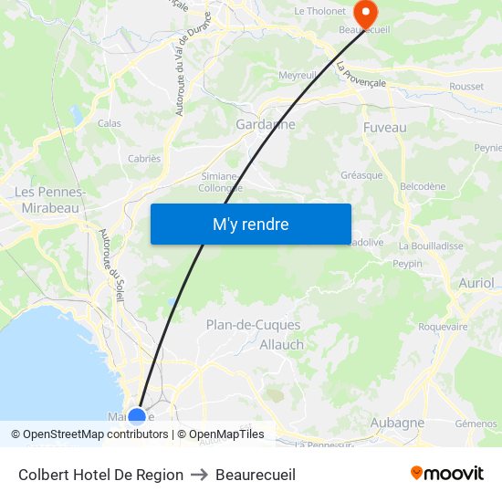 Colbert Hotel De Region to Beaurecueil map