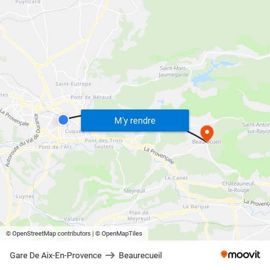Gare De Aix-En-Provence to Beaurecueil map
